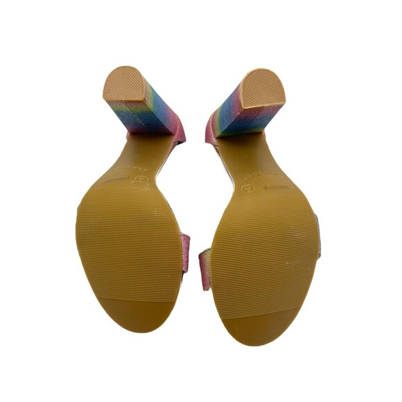 BAMBOO Women's Block Heel Sandal , Pastel Rainbow Glitter size 6B NEW - Picture 6 of 7